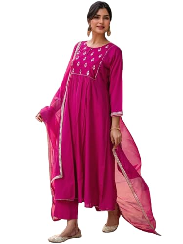 Kurta Anarkali brodé en rayonne viscose avec pantalon chic et dupatta
