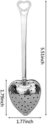 Tea Ball Strainer Infuser, 304 Stainless Steel Mesh Spoon for Loose Herbal teas, Mulling Spices, Jasmine Tea Pearls, Leaves Herb Filter, Fruit Squeeze (Heart-T)