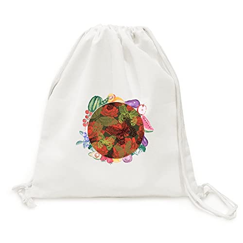 Sac en tissu pliable fruits et légumes un papillon sur les roses sangle