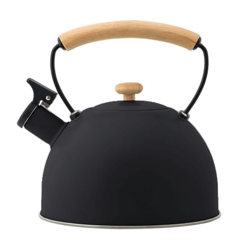 Bouilloire À Sifflet, Théières Pour Cuisinière Acier Inoxydable, Manche Ergonomique En Bois, Fond Composite Épaissi, Convient À Tous Les Types De Plaques De Cuisson, Y Compris L'induction (2.5L)