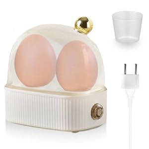 BNGXR Eierkocher, Elektrischer Eierkocher 120W, Tragbarer Kleiners Eierkocher, 2 Eier, Einfache Bedienung Inklusive Messbecher, mit EU-Stecker, für Zuhause, Camping (Weiß)