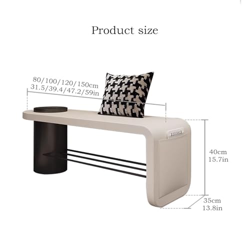 Banco Zapatero Recibidor, Banqueta Dormitorio con Asiento Acolchado, Banco Pie de Cama con Estante de Almacenamiento(Orange,150cm) - imagen 2