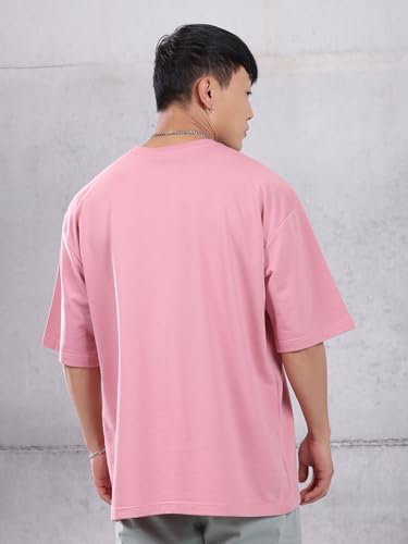 Image of Beyoung Looper Solid Oversized Tshirt for Men | Round Neck | Drop Shoulder | Half Sleeves | Plain Oversized Tshirt