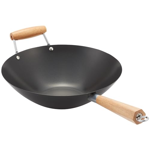 Judge Essentials Stir Fry Wok, 33cm - Non Stick & Carbon Steel - Stay Cool Wooden Handle