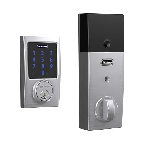 Schlage Connect Smart Deadbolt Lock with Touchscreen Keypad, Keyless Front Door Entry, Z-Wave Plus Compatible, Satin Chrome, BE469ZP CEN 626