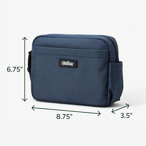 Halfday Sidecar Toiletry Bag | Travel Organizer for Men & Women with Waterproof Pouch, Mesh Pockets, Toothbrush Holder, Hanging Loop (Lightweight, Durable, Water-Resistant), Marine2