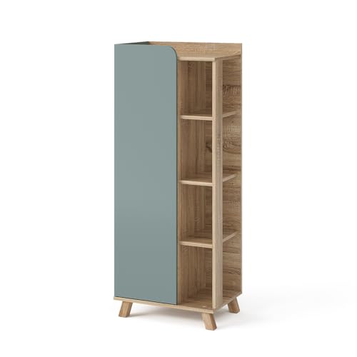 Vicco Midischrank Sonoma/Blau Karen 50x128x35 cm - Die Badezimmermöbel,...
