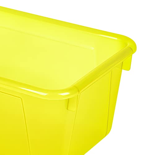 Image of Storex Small Cubby Bins - Plastic Storage Containers for Classroom, 12.2 x 7.8 x 5.1 inches, Candy Yellow, 5-Pack (62476A05C)