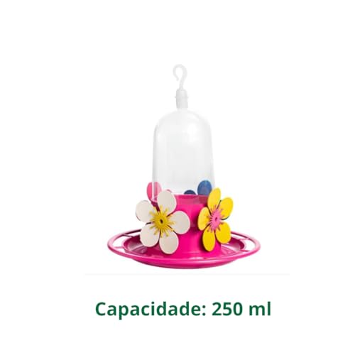 KIT 2 peças Bebedouro Beija Flor com Bandeja e poleiro 250ml - Ideal para Jardins, Atrai Pássaros, A
