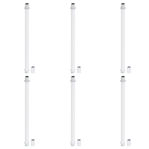 Image of PATIKIL Straight Pipe Lamp Stems Rod Kit, 6 Set M10 Carbon Steel 300mm(11.81 inch) Long Double End Thread Rod with Coupling Nuts Sleeve Connector for Table Lamps Chandeliers, White