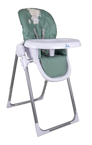 TORAL Trona Bebe Evolutiva - Plegable, Reclinable y Segura - Trona Bebe con Altura Ajustable - Bandeja Extraíble y Fácil de Limpiar - Trona Portatil Bebe Modelo Osito Color Verde