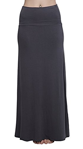 Image of Urban CoCo Women's Stylish Spandex Comfy Fold-Over Flare Long Maxi Skirt