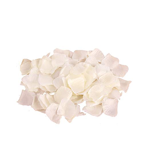 100 pétalos de rosa artificiales para decoración de escritorio, ideal para decoración de bodas, fiestas, color marfil