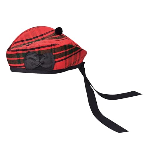 H HIGHLAND REDSTONE Glengarry Cap-Traditional Scottish Hat, Acrylic Wool Tartan Glengarry hat, Kilts/Bagpipes Accessories (Mackintosh)