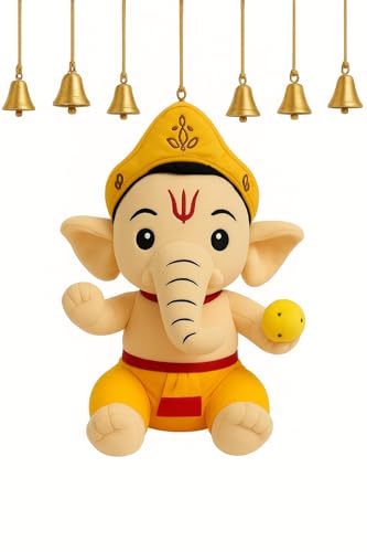 Coolet Baby Plush Ganesha Soft Toy – Height 30 cm, Width 20 cm | Kids Spiritual Learning & Play | Lord Ganesh Idol Stuffed Toy for Children & Car Decoration