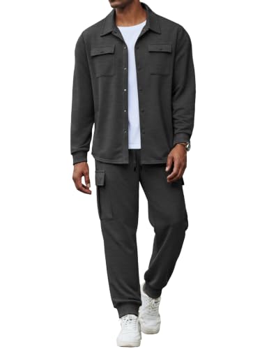 COOFANDY Men's Lightweight Sweatsuits Loungewear Sets, Dark Grey, XX-Large - image 1