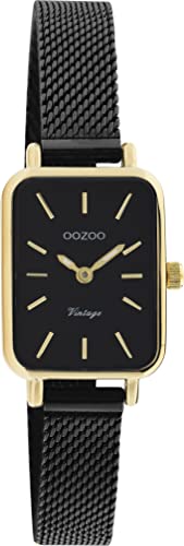 Oozoo Vintage Damen Uhr - Armbanduhr Damen mit 10mm Metallmesharmband - Analog Damenuhr Eckig C20269 Cover