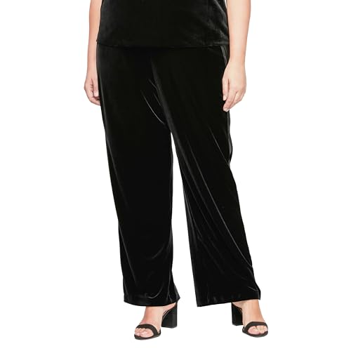Alex Evenings Women's Velvet Plus Size Full Length Slim Leg Formal Dress Pant