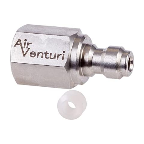 Air Venturi Male Quick-Disconnect, 1/8 BSPP Female Threads, Steel, Rated to 5000 PSI, Incl. Delrin Seal Cover