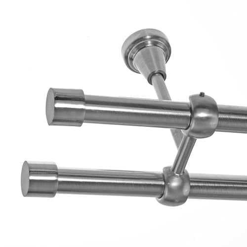 BASIT Gardinenstange Deckenmontage 2 läufig 240cm lang Edelstahl...