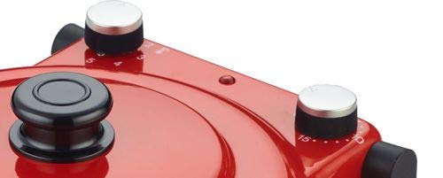 Sirge Forno per PIZZA 1200 W, 400 gradi, pietra refrattaria in cordierite smaltata antigraffio 30cm, accessori in dotazione, Timer 15 min, Rossa