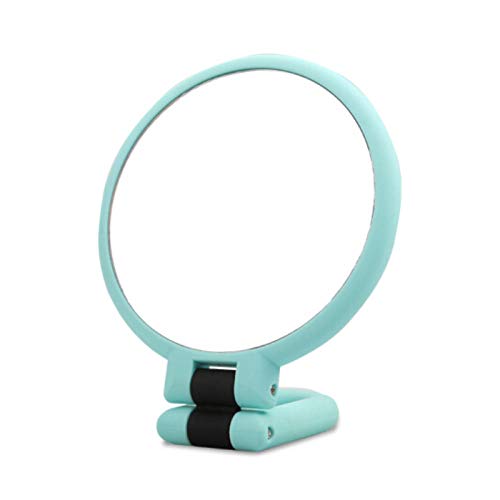 Preisvergleich Produktbild Hmeian Schminkspiegel Tischspiegel Faltbarer, Tragbarer, Doppelseitiger Handspiegel Mit 10,Facher Vergrößerung,Blau