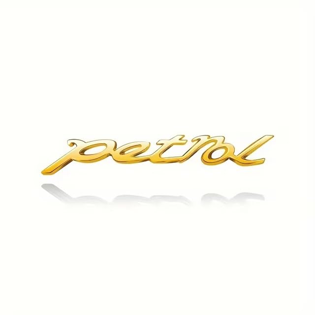Image of AutoBizarre 3D Raised Petrol Metal Monogram Emblem Badge Sticker for All Cars & Bikes (Gold)