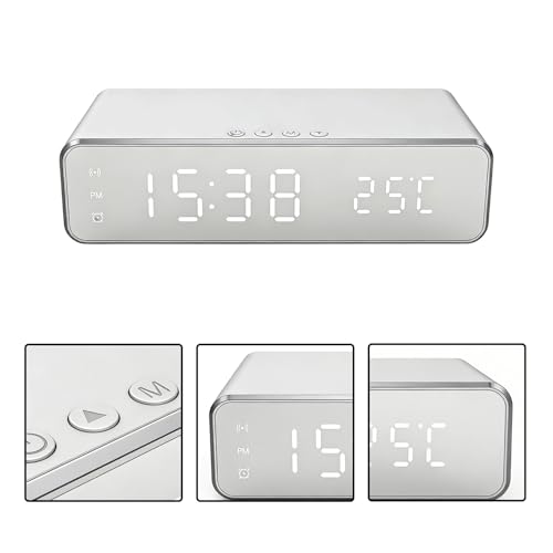 Reloj digital de cabecera con pantalla de temperatura y base de carga inalámbrica rápida 7