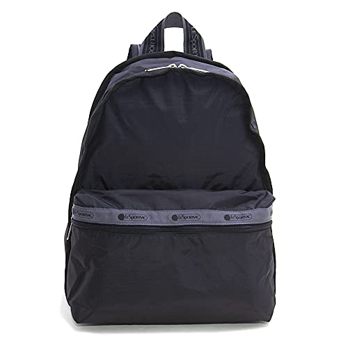 LeSportsac Heritage Jet Black Basic Backpack/Rucksack, Style 7812/Color F630, Heritage Collection, 2 Tone Jet Black/Grey LeSportsac Logo Straps & Trim Detail