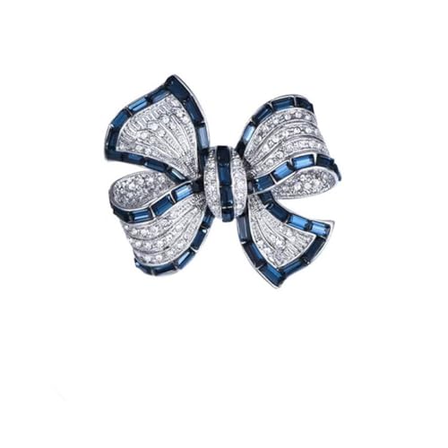 Rhinestone Bow Collar Brooch Crystal Bow Brooch Pin Vintage Blue Sparkling lapel Pin Crystal Collar Pin Ribbon Bow Brooch Badge Clothing Accessory Women's Jewelry Gift