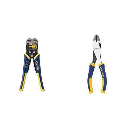 IRWIN VISE-GRIP Wire Stripper, Self-Adjusting, 8-Inch (2078300) & VISE-GRIP Diagonal Cutting Pliers, 6-Inch (2078306)
