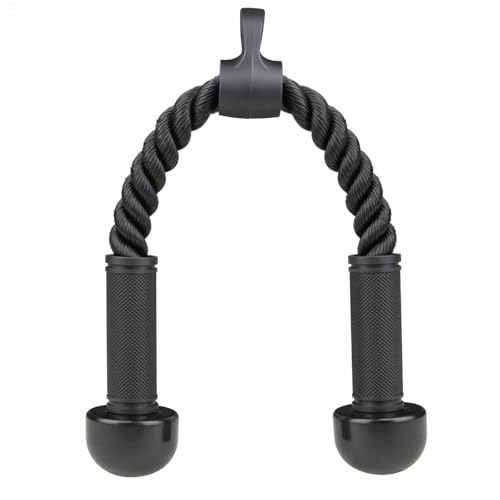 QIANGZEHU Tricep Rope Cable Attachment for Gym Rope Pull-Down Attachment with Rubber Handles Exercise Machine Attachments Pulley System