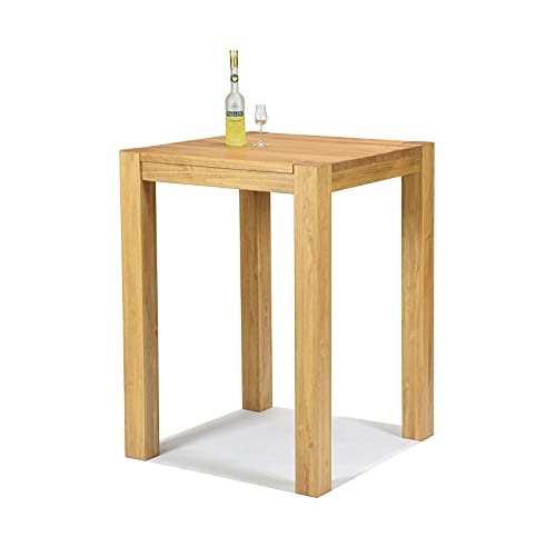Naturholzmöbel Seidel Hochtisch 80x80cm Rio Bonito Farbton Honig hell Pinie Massivholz Tisch Bartisch Bistrotisch Stehtisch geölt und gewachst, Optional: passende Barhocker mit Metallstreben Cover