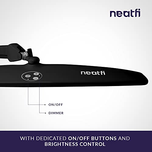 Neatfi Elite HD XL Task Lamp with Clamp, UK Plug, 58CM Wide, 1600 Lumens, 84PCS SMD LED, 6500-7000K, Super Bright Desk Lamp, Nonpolar Dimming, Ergonomic Design (58CM, Black)