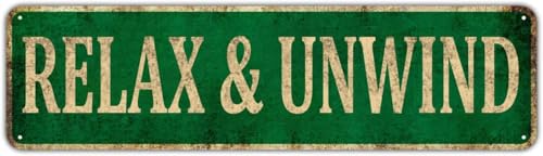 Vintage Metal Tin Sign Decorative Wall Art Relax & Unwind
