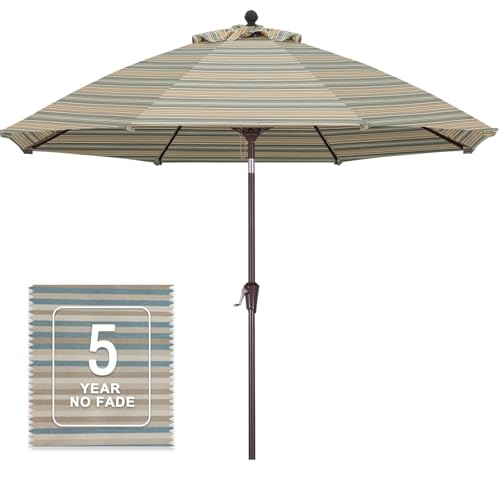 Image of MASTERCANOPY 9ft Olefin 5-Year-Non-Fading Patio Umbrella Brown & Beige