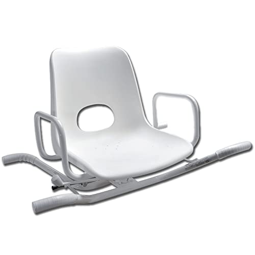 Vaimas - Silla de baño giratoria de 360° en 4 posiciones para facilitar el acceso, con orificios para la salida de agua, 27755