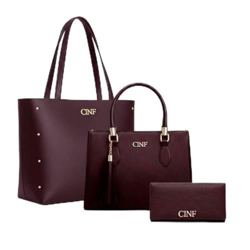 Kit Bolsa Feminina Sacola De Ombro Transversal De Mão E Carteira (Bordô)