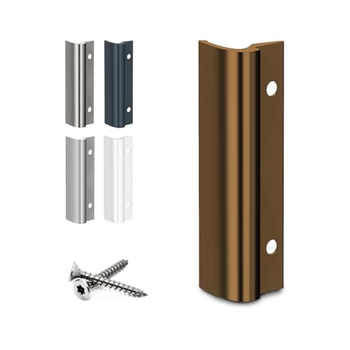 VOOXA Premium | Maniglia per porta del balcone in alluminio + viti di fissaggio | Colore bronzo scuro – Lucido | Maniglia curva, comoda maneggevolezza per porta del balcone o della terrazza esterna