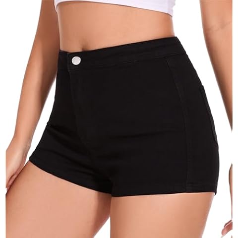 VIPONES Womens Jean Shorts High Waisted Black Shorts Stretchy Denim Shorts,M Cover