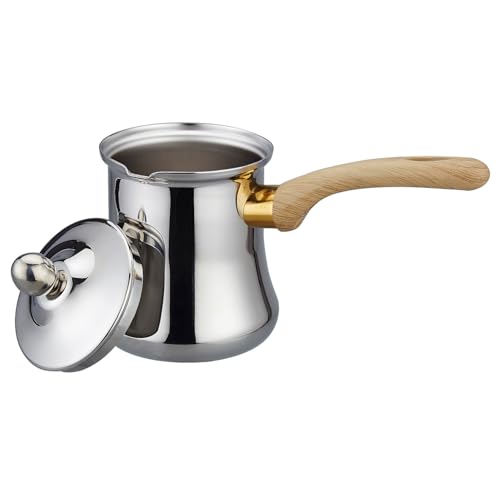 SANQIAHOME 24oz / 720ml Schwerlast Edelstahl Türkische Kaffeekanne und Butter Schmelzen Mini-Topf mit Schnabel und Deckel Cezve-Kaffeekanne