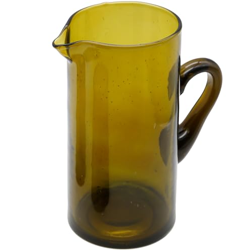 Jarra de agua de cristal, 1 litro, jarra de agua de cristal, jarra de zumo con asa, color marrón