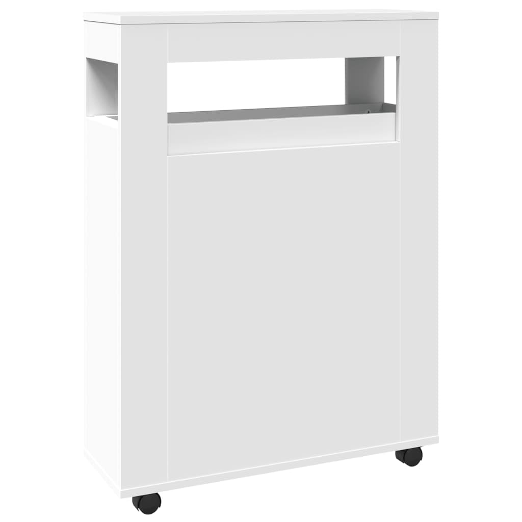 Mobile Bagno Stretto con Ruote Bianco 65x23x90 cm Truciolato