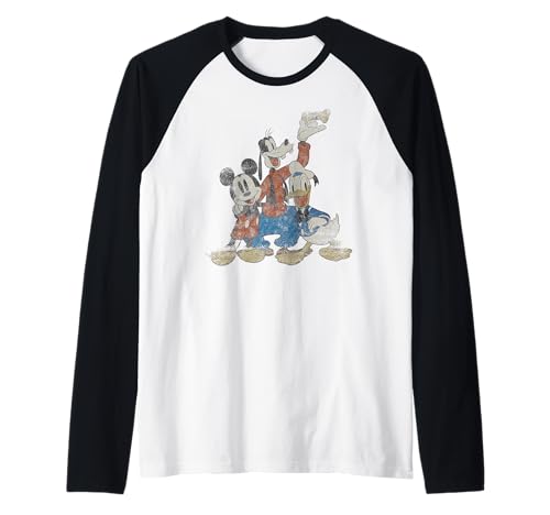 Mickey Donald and Goofy Raglan Baseball Tee idéal pour vos sorties décontractées