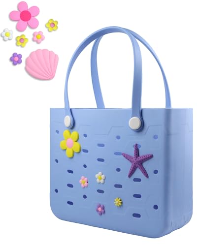Image of Uluck Beach Bag for Women | Waterproof Rubber Tote Bag with Zipper Pocket for Beach, Pool, Travel, Groceries, Sports