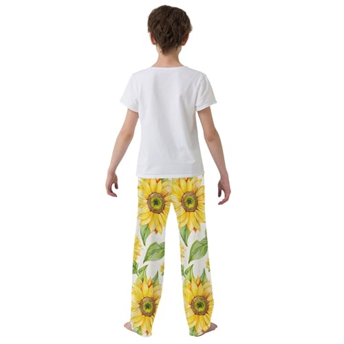 Yellow Sunflower Flower Pajama Pants Long Sleep Pant Soft PJ Bottoms Sleepwear3
