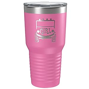 Pink Trucker Girls |Travel Tumbler Stainless Steel 30 oz Mall Crawler Rock Crawler | Design is Laser Engraved on Powder Coated Exterior | Keeps Drinks Cold 24 Hours or Hot 8 Hours