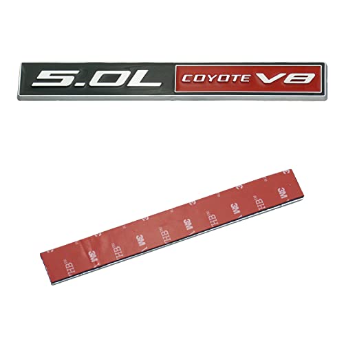 Image of 2Pc 5.0L Coyote V8 Emblems 3D Adhesive Badge V8 Engine Trim Fender Hook Trunk Decals Stickers Compatible for car (Black Red)