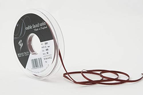 Berisfords Double FACE Poly Satin Ribbon, BlackBerry, 15 mm
