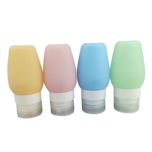 Angoily Silicone Travel Bottles Set Reusable Leak Containers for Shampoo Conditioner and Lotions Lake and Orange Apricot for Toiletries and Travel Accessories